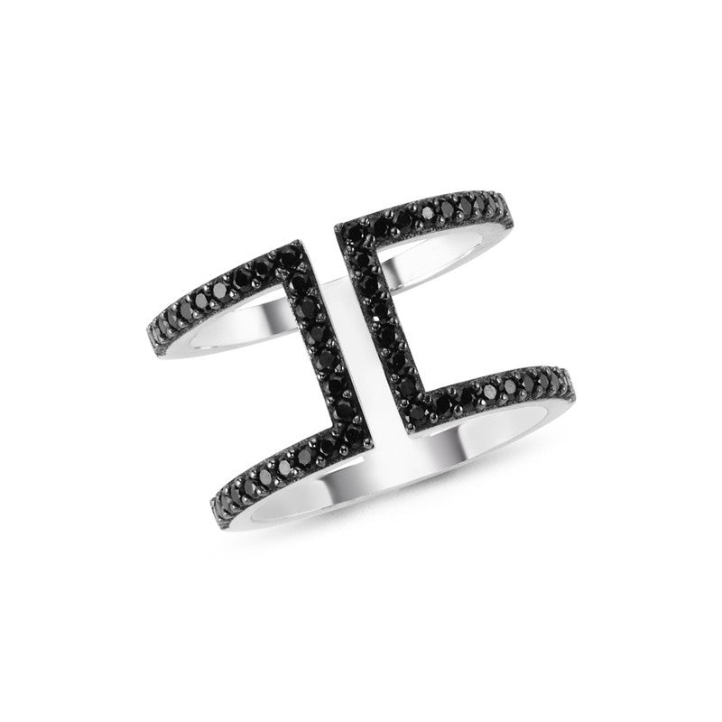 Sterling Silver Ires Ring in Silver with Black CZ Crystals - Amorium - Ring - TOPGEARNY