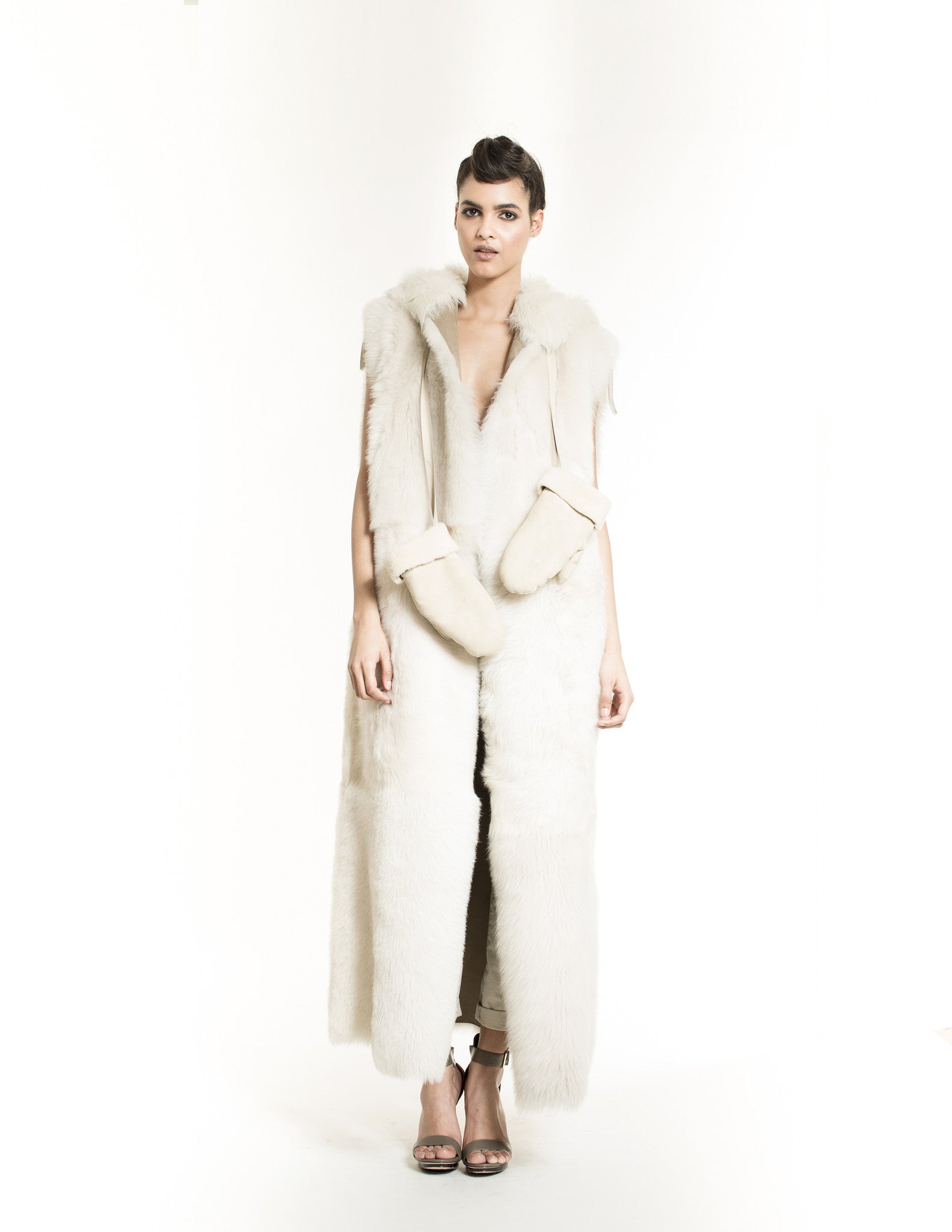 White Hair Long Vest - Elena Benarroch - Mink - TOPGEARNY