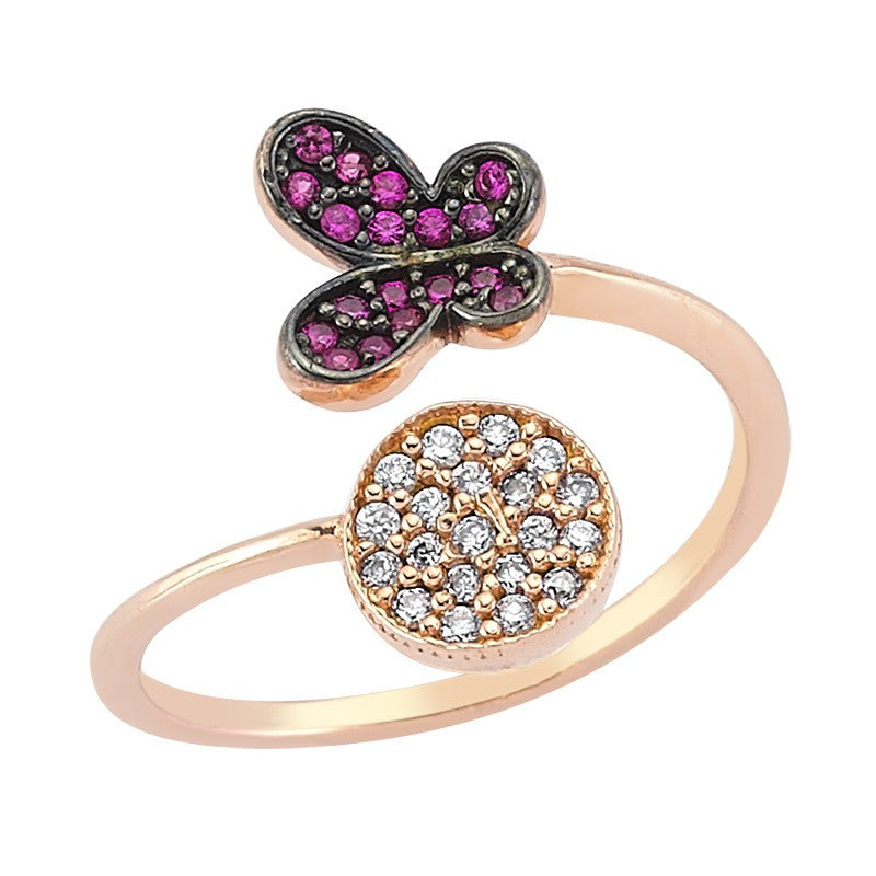 Butterfly and Circle Ring - Amorium - Ring - TOPGEARNY