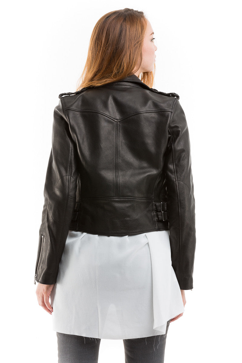 Boxy Leather Moto Jacket - Faith Connexion - Jacket - TOPGEARNY