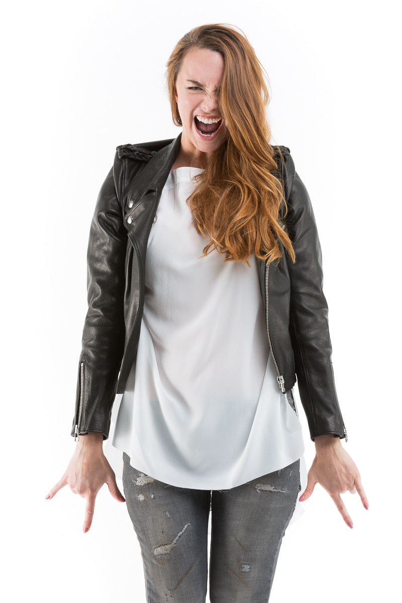 Boxy Leather Moto Jacket - Faith Connexion - Jacket - TOPGEARNY