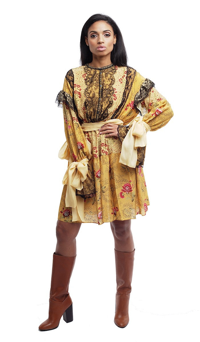 Yellow Ruffle Print Dress - Faith Connexion - Dress - TOPGEARNY