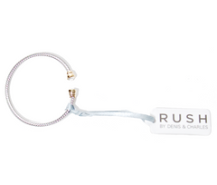 Tiana Crystal Stone Silver Open End Bangle with Gold - Rush - Bracelet - TOPGEARNY