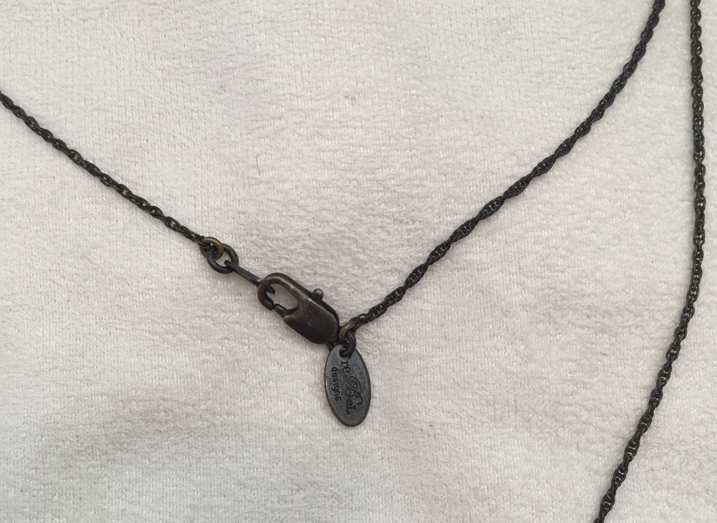 Long Gun Metal Plated Chain Necklace, Black diamond - Rebel Designs - Necklace - TOPGEARNY