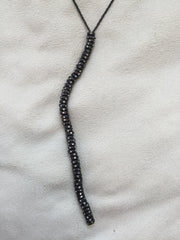 Long Gun Metal Plated Chain Necklace, Black diamond - Rebel Designs - Necklace - TOPGEARNY