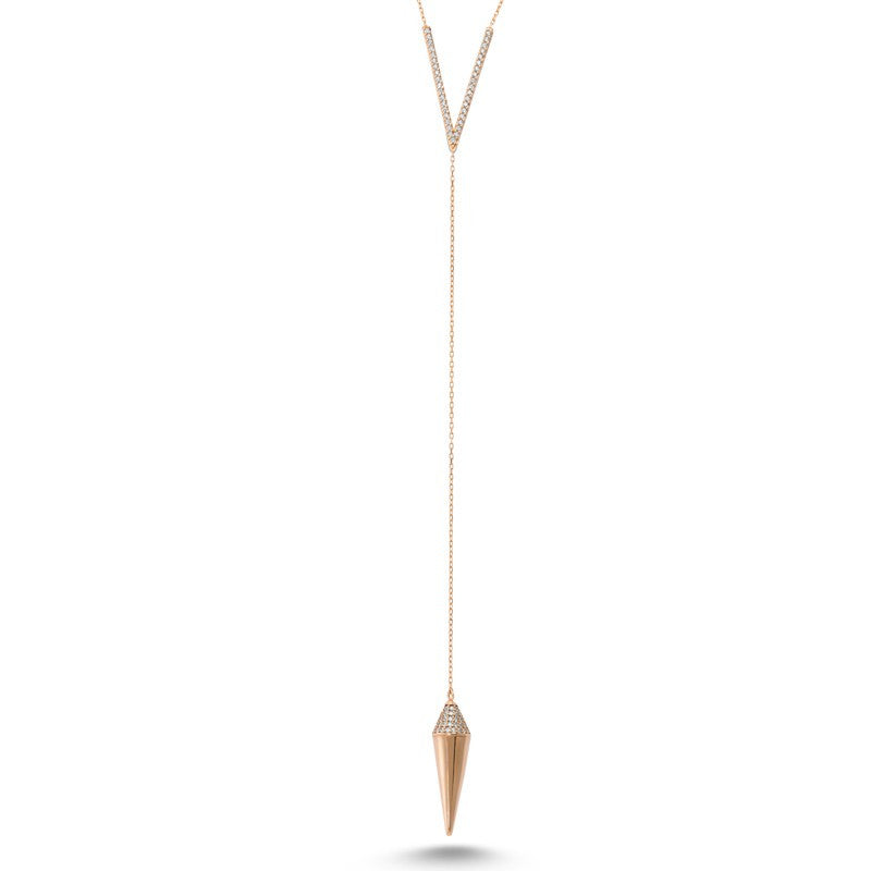 V Pendulum Necklace in Rose Gold - Amorium - Necklace - TOPGEARNY