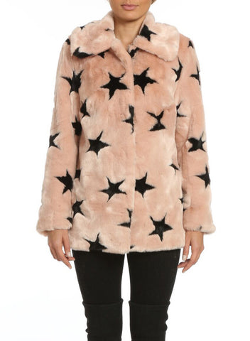 Faux Fur Swing Coat with Stars