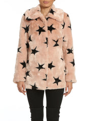Faux Fur Swing Coat with Stars - Bagatelle - Coat - TOPGEARNY