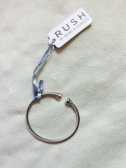 Tiana Crystal Stone Silver Open End Bangle with Gold - Rush - Bracelet - TOPGEARNY