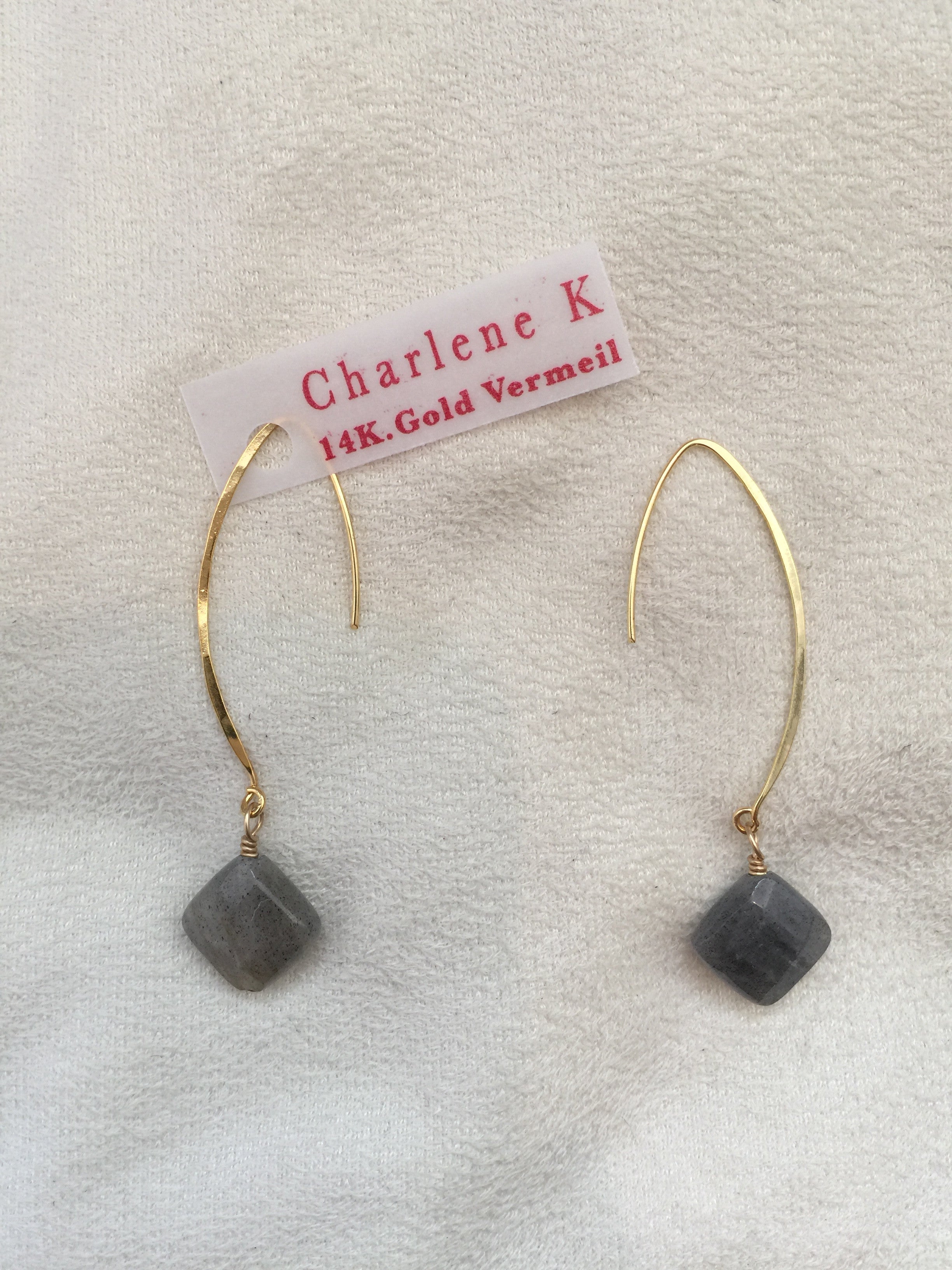 Labradorite Oval Hoop Earrings - Charlene K - Earrings - TOPGEARNY