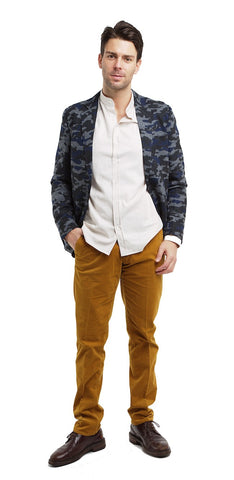 Deconstructed camouflage blazer