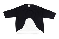 Boat Neck Elbow Sleeve Contrast Woven Top - Nude - Top - TOPGEARNY