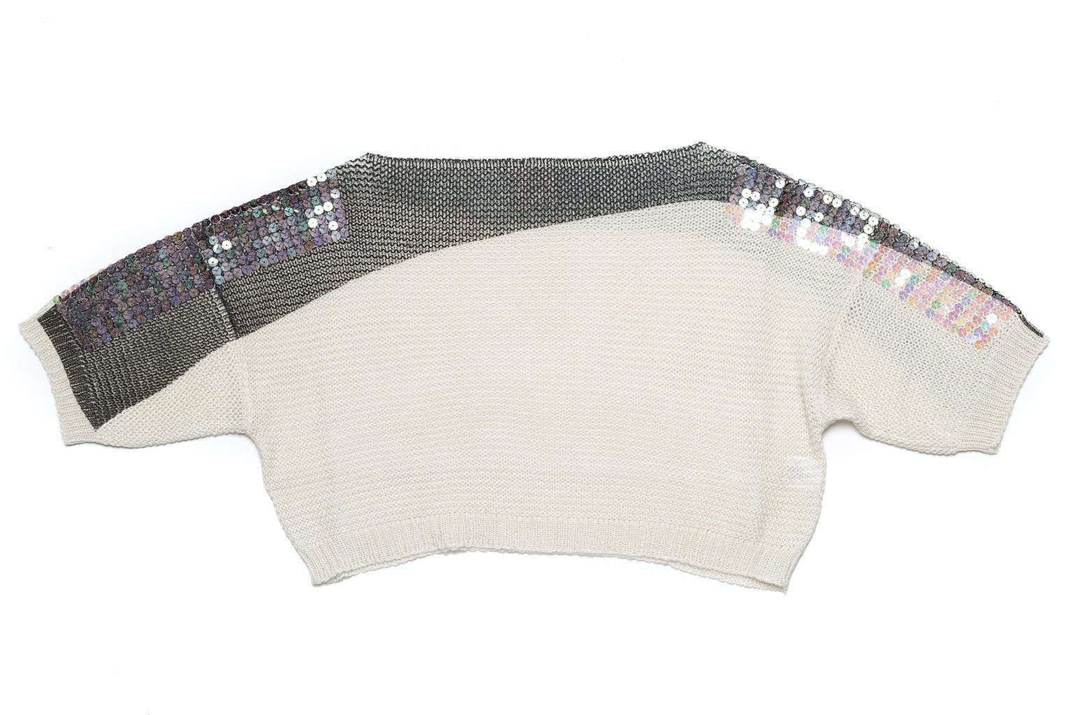 Links Round Neck Sequin Crop Sweater - Nude - Sweater - TOPGEARNY