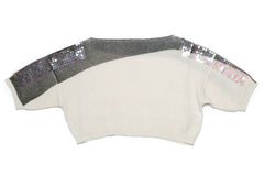 Links Round Neck Sequin Crop Sweater - Nude - Sweater - TOPGEARNY