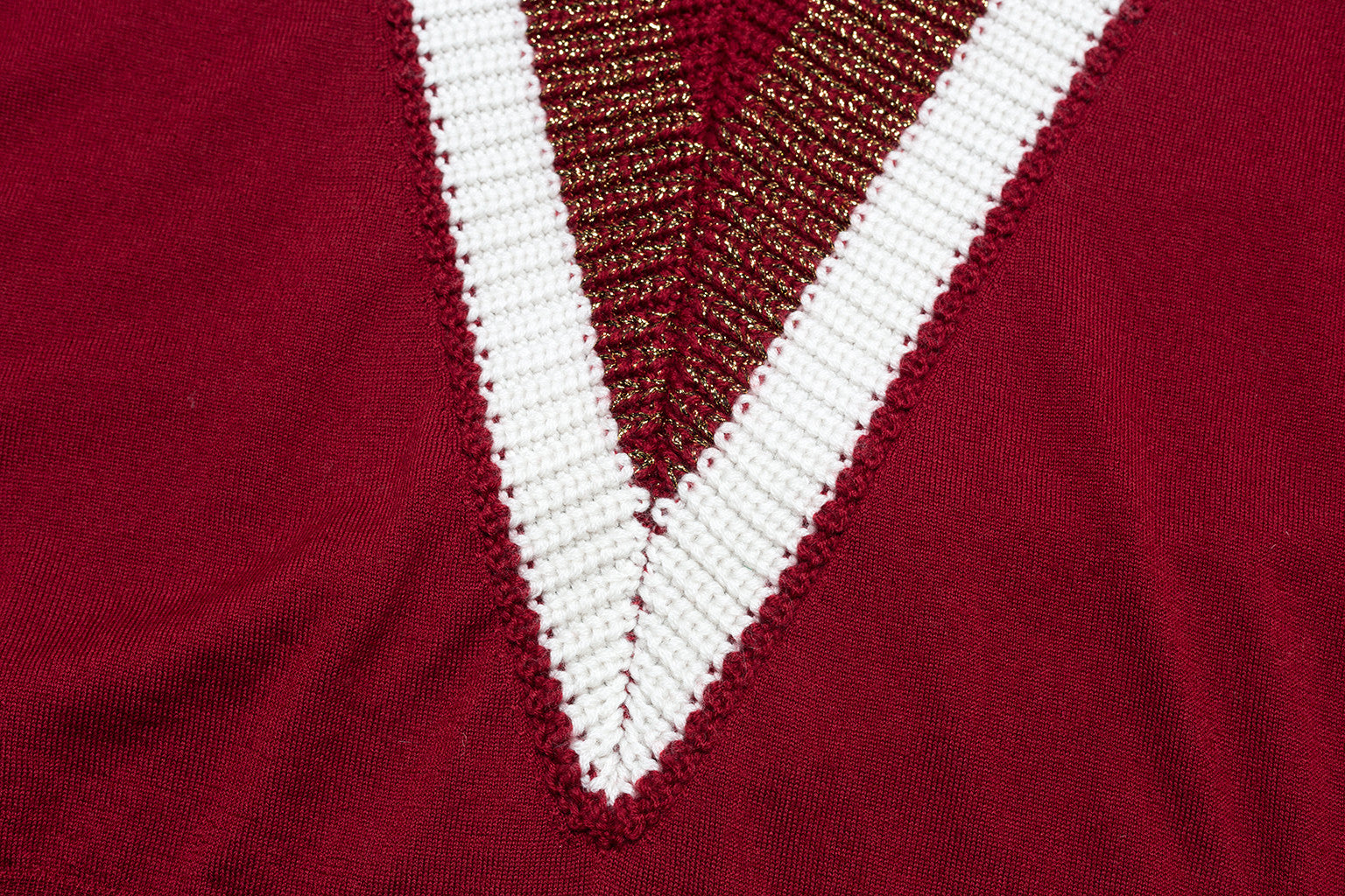 V Neck - Stripped Bordeau - Nude - Sweater - TOPGEARNY