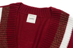 V Neck - Stripped Bordeau - Nude - Sweater - TOPGEARNY