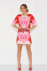 Galla Matyo Elbow Sleeve Printed Tunic Short Dress - Sugarbird - Dress - TOPGEARNY