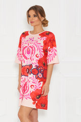 Galla Matyo Elbow Sleeve Printed Tunic Short Dress - Sugarbird - Dress - TOPGEARNY