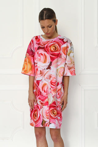 Galla Rose Elbow Sleeve Printed Tunic Dress