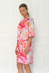 Galla Rose Elbow Sleeve Printed Tunic Dress - Sugarbird - Dress - TOPGEARNY