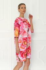 Galla Rose Elbow Sleeve Printed Tunic Dress - Sugarbird - Dress - TOPGEARNY