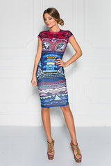Helen Printed Cap Sleeve Fitted Dress - Sugarbird - Dress - TOPGEARNY