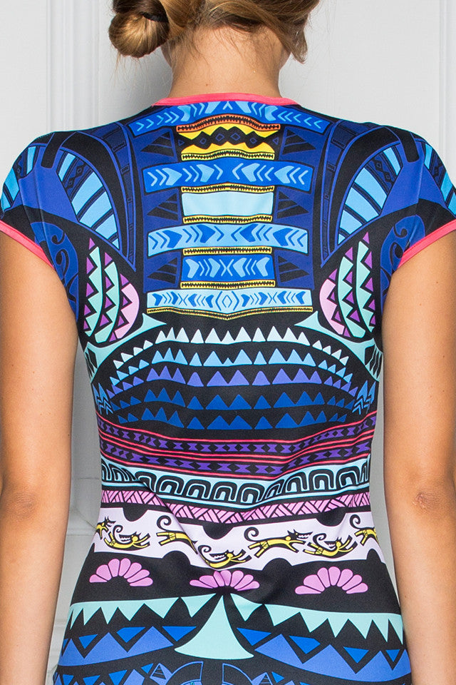 Helen Printed Cap Sleeve Fitted Dress - Sugarbird - Dress - TOPGEARNY