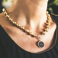 Ball Chain & Crystal Necklace