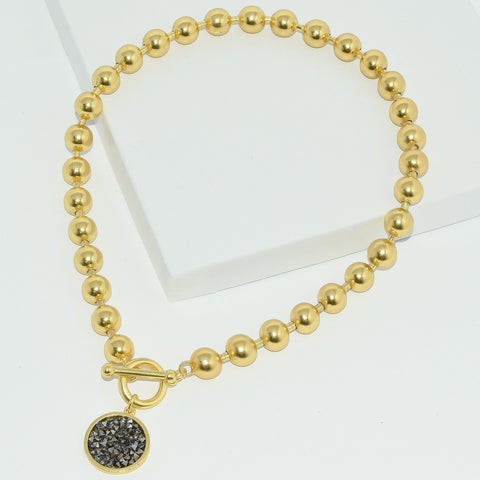 Ball Chain & Crystal Necklace