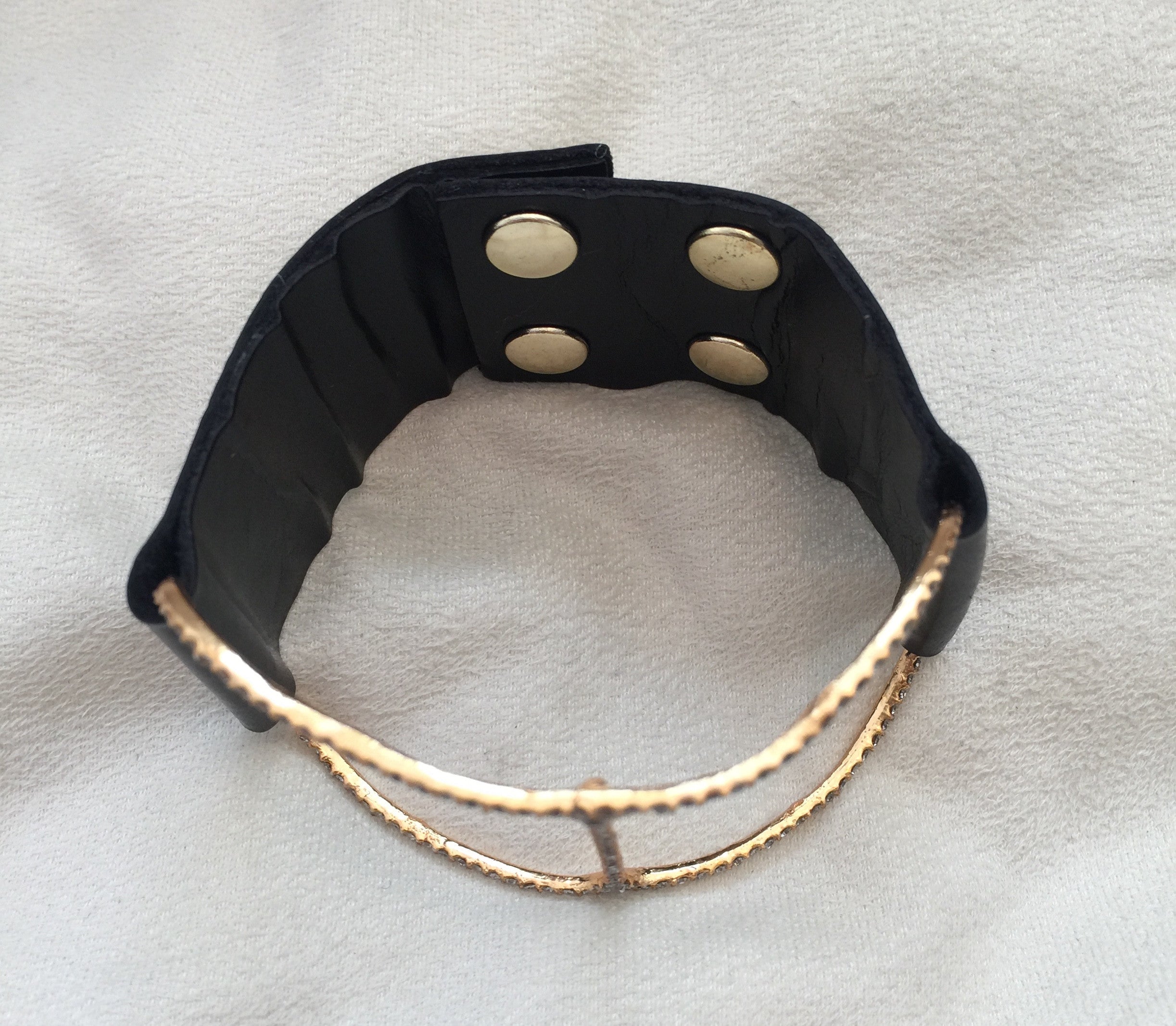 18K Gold Plate Bracelet, Black with Black Diamond - Rebel Designs - Bracelet - TOPGEARNY