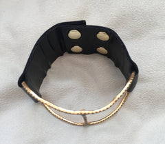 18K Gold Plate Bracelet, Black with Black Diamond - Rebel Designs - Bracelet - TOPGEARNY