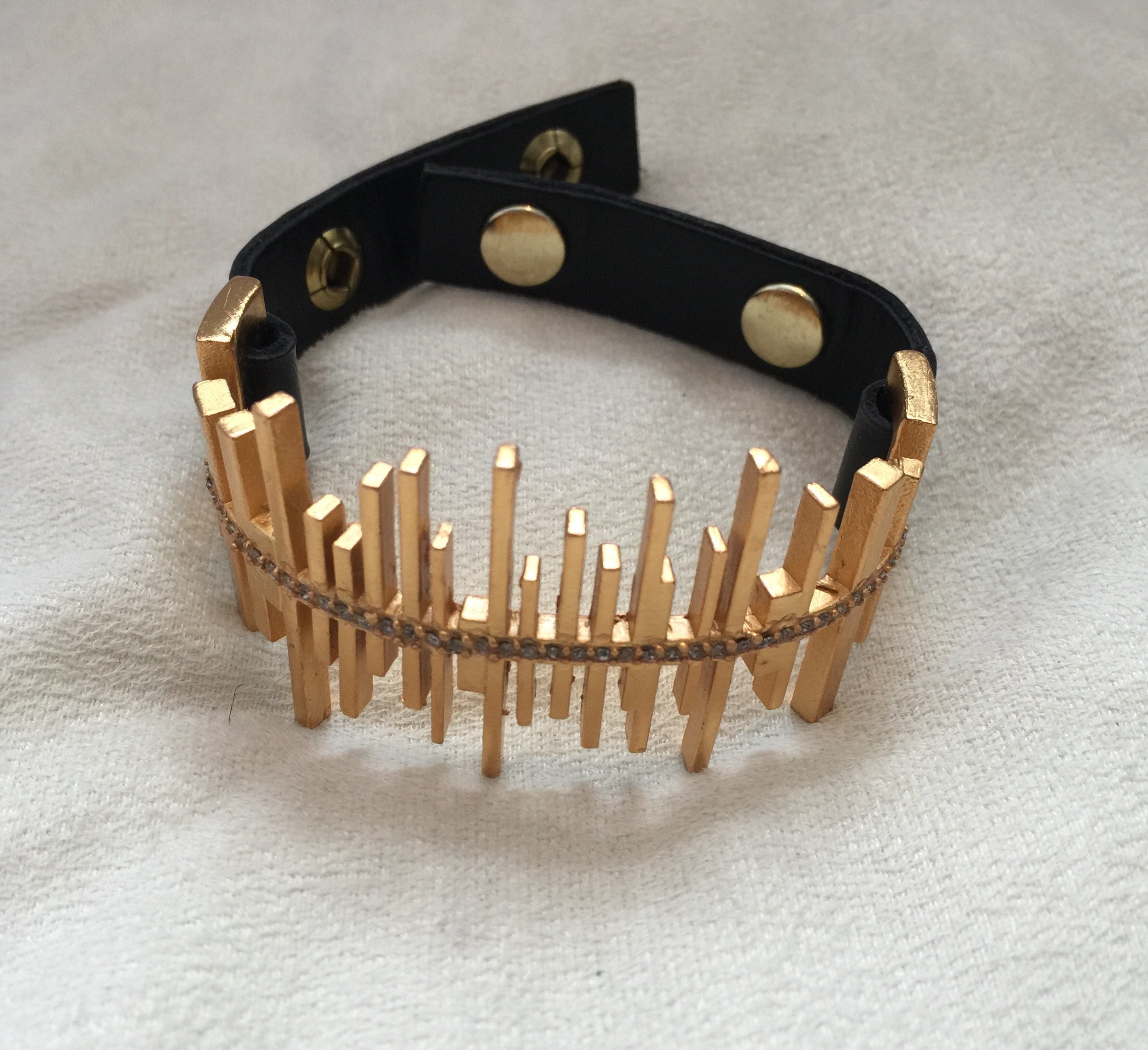 18K Gold Plated Bracelet Black Diamond - Rebel Designs - Bracelet - TOPGEARNY