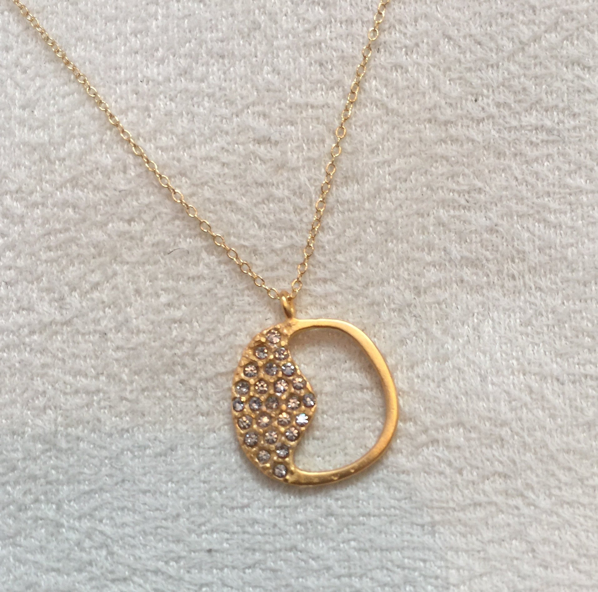 18K Gold Plated Ying Yang  Necklace, Black diamond - Rebel Designs - Necklace - TOPGEARNY