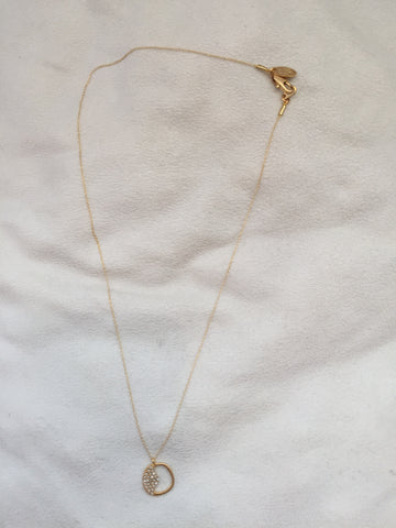 18K Gold Plated Ying Yang  Necklace, Black diamond