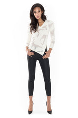 Inlay V Neck Sweater - Nude - Sweater - TOPGEARNY