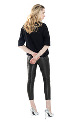 Boat Neck Elbow Sleeve Contrast Woven Top - Nude - Top - TOPGEARNY