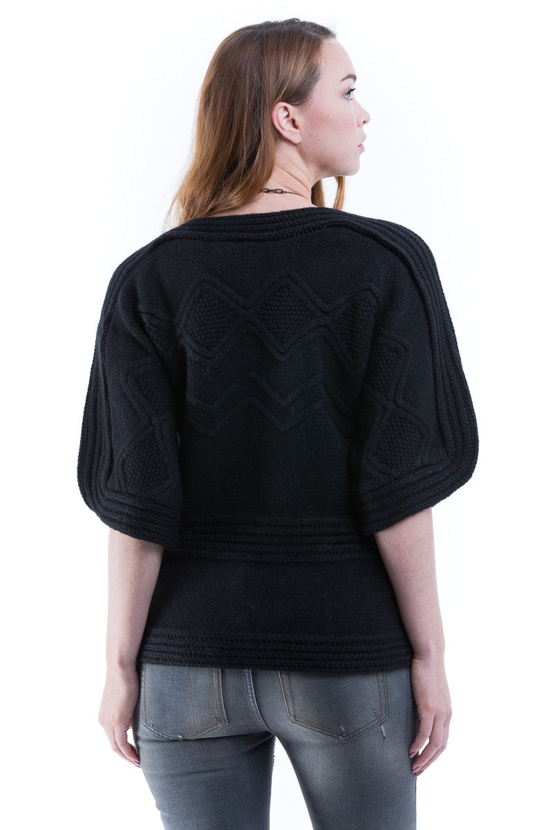 Crew Neck Elbow Sleeve Cable Sweater - Sita Murt - Sweater - TOPGEARNY