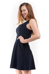 Deep V-Neck Fit & Flare Dress W/ Neck Cut Out - A.B.S. - Dress - TOPGEARNY