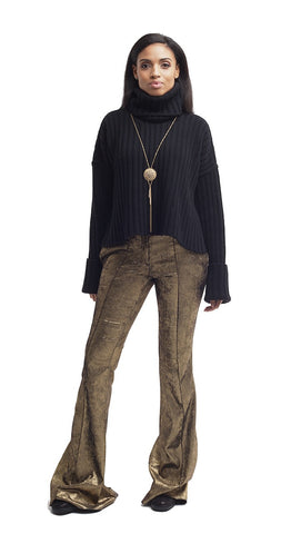 Laminated Velvet Trousers