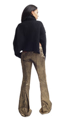 Laminated Velvet Trousers - Nude - Bottoms - TOPGEARNY