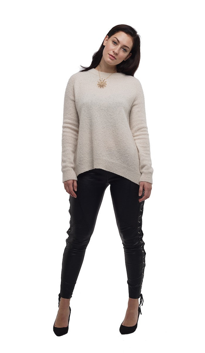 Open Back Round Neck Sweater - Nude - Sweater - TOPGEARNY
