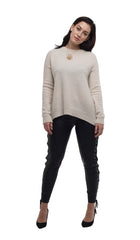 Open Back Round Neck Sweater - Nude - Sweater - TOPGEARNY