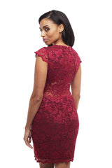 Body Con Lace Dress W/ Sheer Back - A.B.S. - Dress - TOPGEARNY