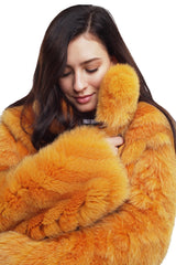 Yellow Striped Fox Jacket - Elena Benarroch - Fur - TOPGEARNY