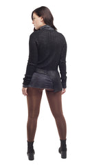 Laminated Ribbed Round Neck Sweater - Nude - Sweater - TOPGEARNY