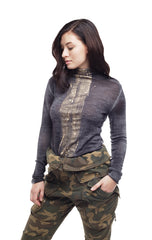 Turtleneck Sweater w/ Painted Lamina - Nude - Sweater - TOPGEARNY