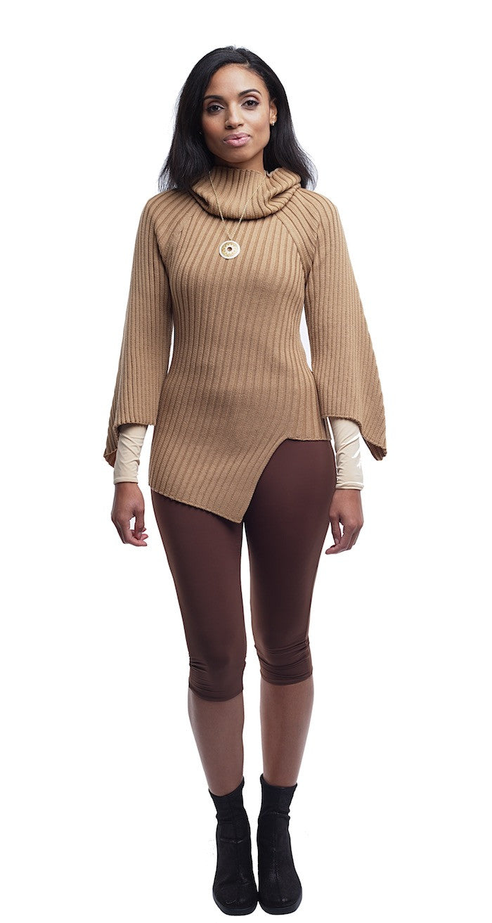 Ribbed Turtleneck Sweater - Nude - Sweater - TOPGEARNY