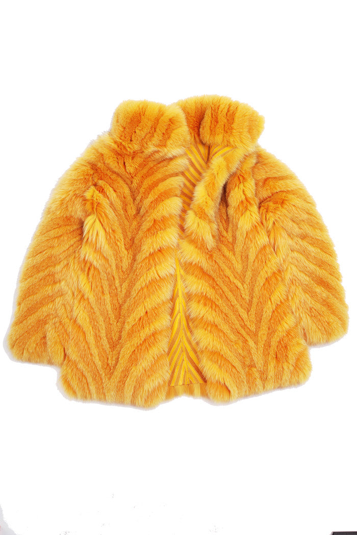 Yellow Striped Fox Jacket - Elena Benarroch - Fur - TOPGEARNY
