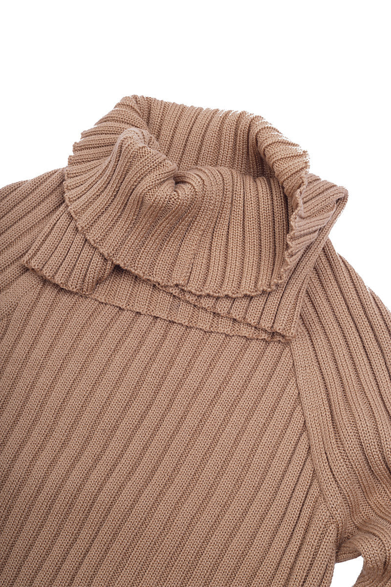 Ribbed Turtleneck Sweater - Nude - Sweater - TOPGEARNY