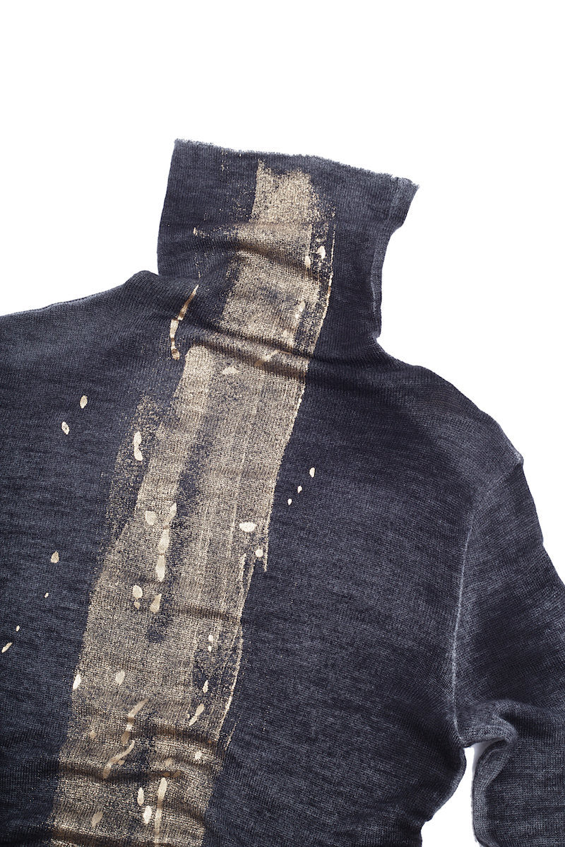 Turtleneck Sweater w/ Painted Lamina - Nude - Sweater - TOPGEARNY